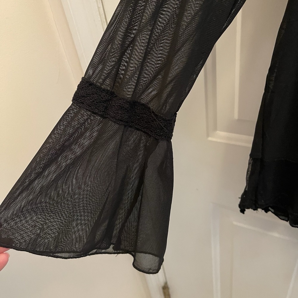 Ultra Pink Top Medium Black Fairy‎ Grunge Goth Whimsygoth Witchy Sheer Lace - Picture 5 of 11